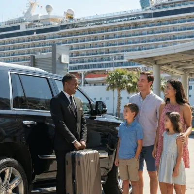 Family cruise shuttle transfer to Galveston
